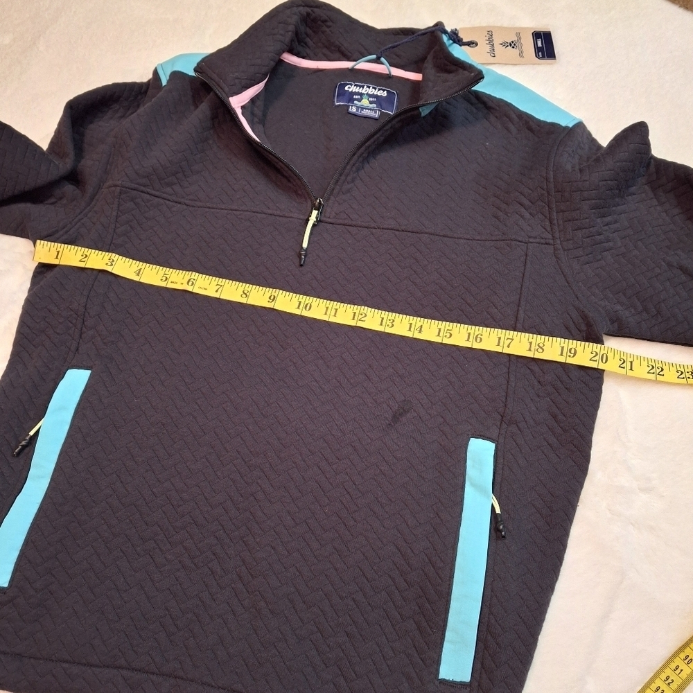 Chubbies The Brightside Black Quilted Quarter Zip Pullover Men Size Small - Picture 11 of 16